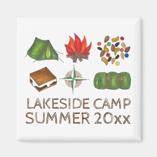 キャンプキャンピングテンコンパスキャンプファイヤースリープバッグ マグネット (正面)