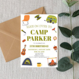 キャンプキャンピングハッピーキャンパーバースデーパーティー 招待状