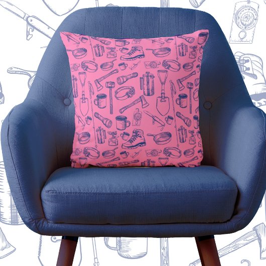 キャンプギアパターン クッション