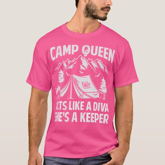 キャンプクイーンは彼女が飼育員であるディバのように動作おもしろい- Tシャツ (正面)