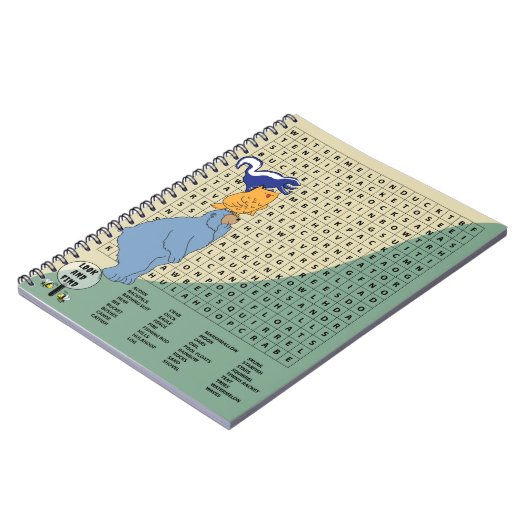 キャンプクロスワードデザインのカバーノート ノートブック (左側)