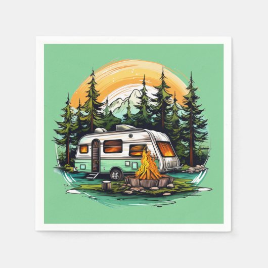 キャンプクールリング愛好家パーティー スタンダードカクテルナプキン (正面)