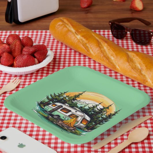 キャンプクールリング愛好家パーティー ペーパープレート (ピクニック)