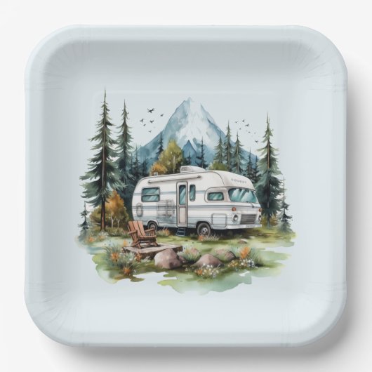 キャンプクールリング愛好家パーティー ペーパープレート (正面)