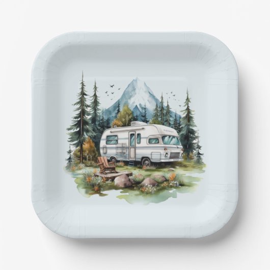 キャンプクールリング愛好家パーティー ペーパープレート (正面)