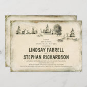 キャンプグラウンドイラストレーションキャンピングリハーサルディナー 招待状 (正面/裏面)