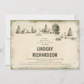 キャンプグラウンドイラストレーションキャンプブライダルシャワー 招待状 (正面)