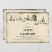 キャンプグラウンドイラストレーションキャンプブライダルシャワー 招待状 (正面/裏面)