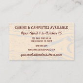 キャンプグラウンドキャビンレンタルルッ素朴クプレイドベア 名刺 (裏面)