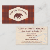 キャンプグラウンドキャビンレンタルルッ素朴クプレイドベア 名刺 (正面/裏面)