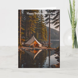 キャンプサイトとテントの横に湖の誕生日 カード