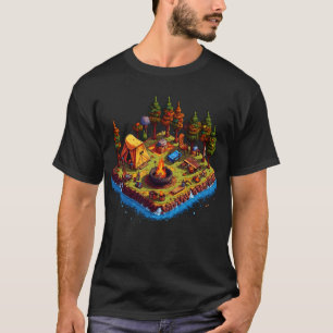 キャンプサイトピクセルアートスタイル Tシャツ
