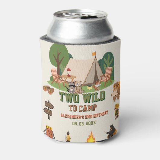 キャンプサファリの森の2歳の誕生日お祝いにぴったりなTwo Wild to camp 缶クーラー (缶裏面)