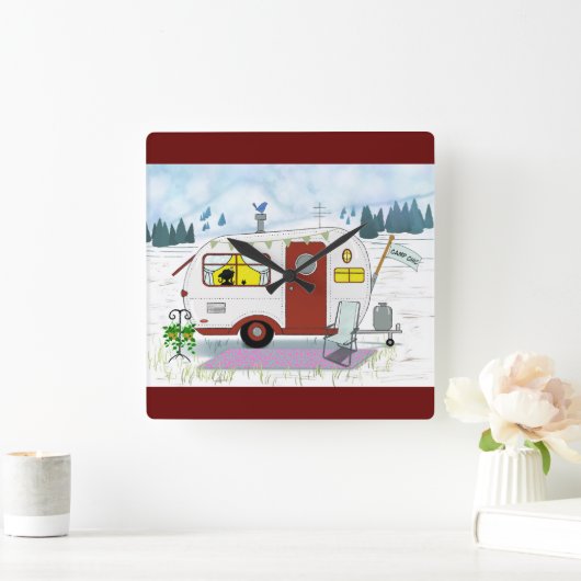 キャンプシック スクエア壁時計 (ホーム)