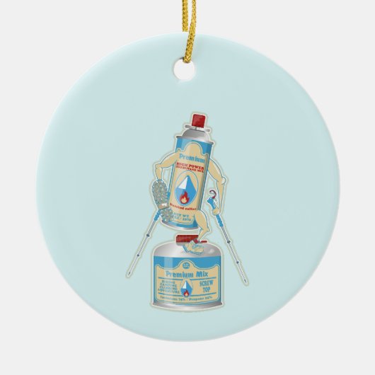 キャンプストーブのキャニスタおもしろいーハイキング セラミックオーナメント (正面)