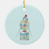 キャンプストーブのキャニスタおもしろいーハイキング セラミックオーナメント (裏面)