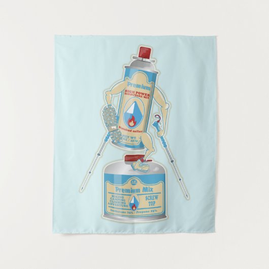 キャンプストーブのキャニスタおもしろいーハイキング タペストリー (正面)