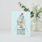 キャンプストーブのキャニスタおもしろいーハイキング ポストカード (スタンド正面)