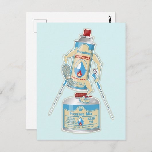 キャンプストーブのキャニスタおもしろいーハイキング ポストカード (正面/裏面)