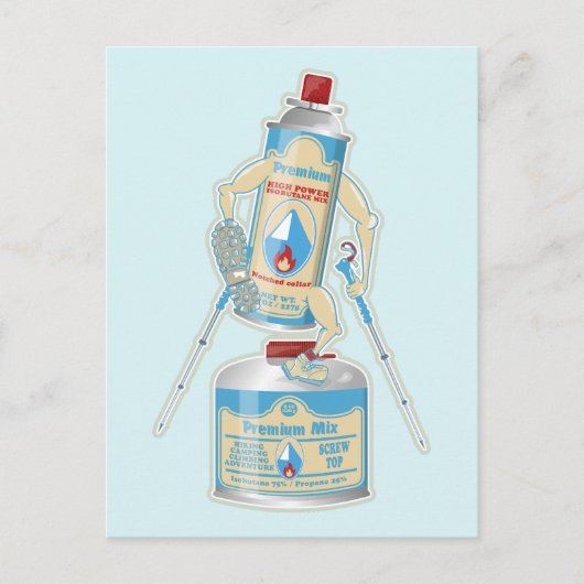 キャンプストーブのキャニスタおもしろいーハイキング ポストカード (正面)