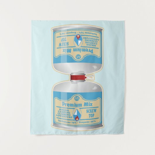 キャンプストーブ用のガス缶詰の補充 タペストリー (正面)