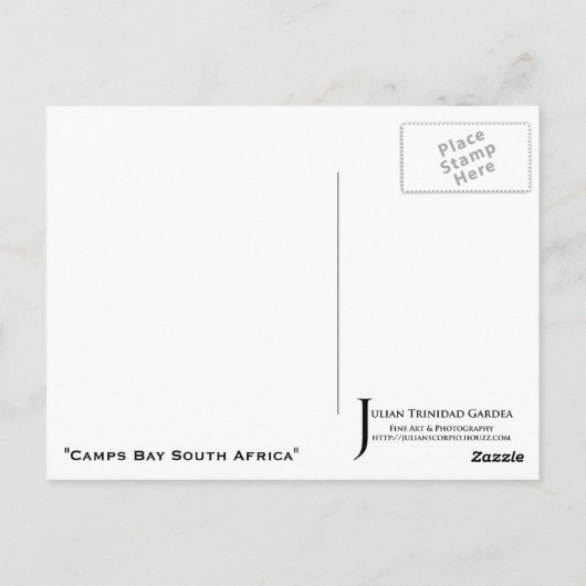 「キャンプズベイ南アフリカ」 BW JTGはがき ポストカード (裏面)