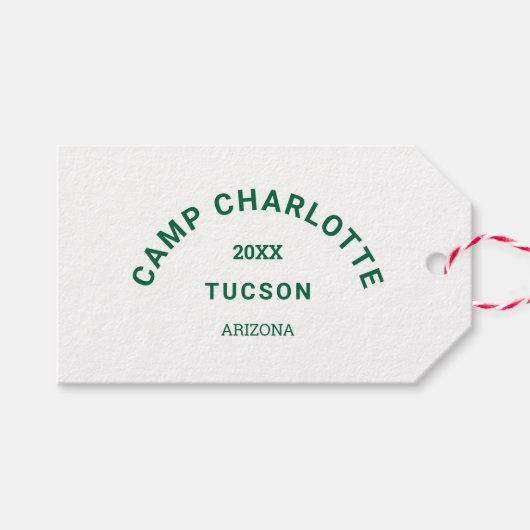 キャンプテーマのブライズメイドパーティー 森の緑のクレスト ギフトタグ (正面(横))