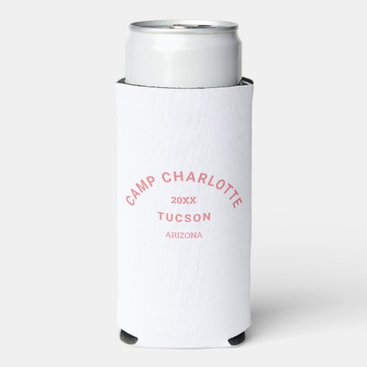 キャンプテーマバチェロレッテピンククレスト スリム缶クーラー (Seltzer正面)