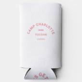 キャンプテーマバチェロレッテピンククレスト スリム缶クーラー (正面)