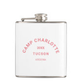 キャンプテーマピンクキャンプクレストバチェロレッテ フラスク (正面)