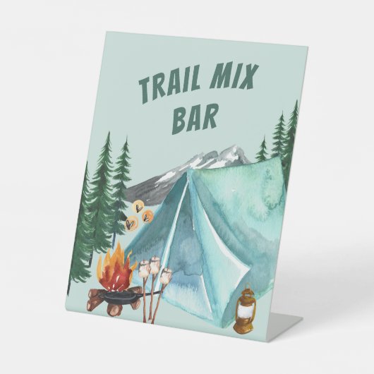 キャンプテーマ編集可能パーティーフードバー駅 台座サイン (正面)