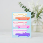 キャンプトレーラカラフルーパターン ポストカード (スタンド正面)