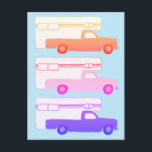 キャンプトレーラカラフルーパターン ポストカード<br><div class="desc">このカーカラフルドを渡ってキャンピングトラックが踊る。私の店をもっと見てみろ！</div>