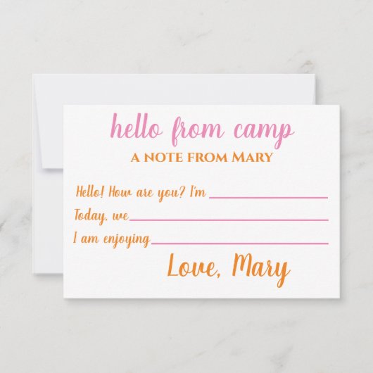 キャンプノテパーソナライズされたカーズフォーガールズ サンキューカード (正面)