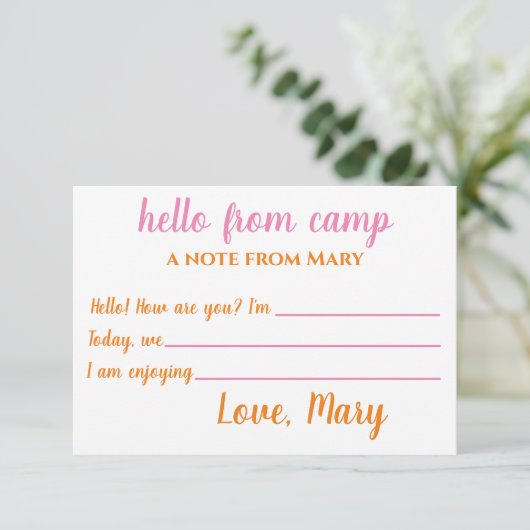 キャンプノテパーソナライズされたカーズフォーガールズ サンキューカード (スタンド正面)