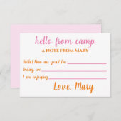 キャンプノテパーソナライズされたカーズフォーガールズ サンキューカード (正面/裏面)