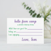 キャンプノテパーソナライズされたカーズフォーボーイズ サンキューカード (スタンド正面)