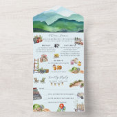 キャンプバチェロレッテの旅程の週末 オールインワン招待状 (内側)