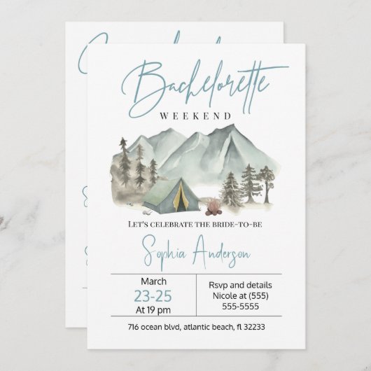キャンプバチェロレッテウィークエンド招待状 招待状 (正面/裏面)
