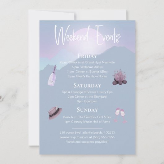 キャンプバチェロレッテウィークエンド招待状 招待状 (裏面)