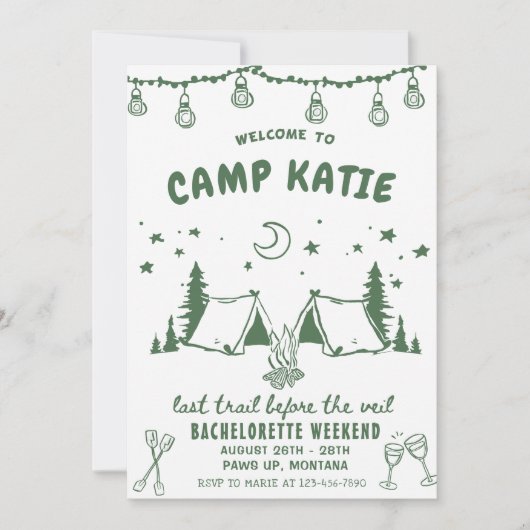 キャンプバチェロレッテウィークエンド招待状 招待状 (正面)