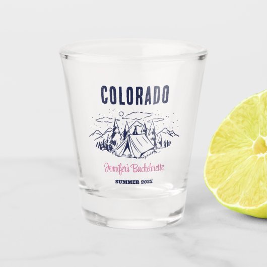 キャンプバチェロレッテガールズトリップカスタムキャンピング ショットグラス (正面)