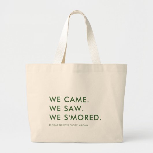 キャンプバチェロレッテキャンピングおもしろいブリデスメイドギフト ラージトートバッグ (正面)