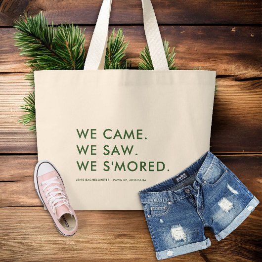 キャンプバチェロレッテキャンピングおもしろいブリデスメイドギフト ラージトートバッグ