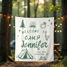 キャンプバチェロレッテキャンピングウェルカムグリーンハンドドロッド タペストリー