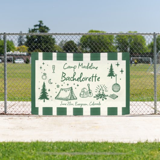 キャンプバチェロレッテキャンピングハンドドロッドグリーンストライプズ 横断幕 (インサイチュ)