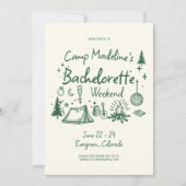 キャンプバチェロレッテグストライプリーンの旅程 招待状 (正面)