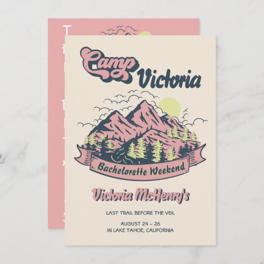 キャンプバチェロレッテピンクマウンテンガールズウィークエンド 招待状 (正面/裏面)