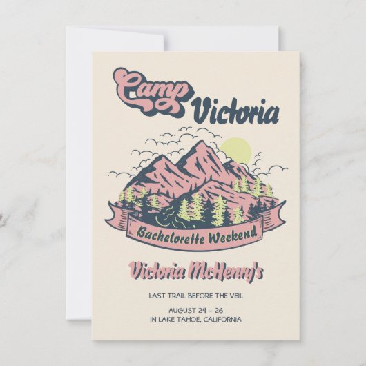 キャンプバチェロレッテピンクマウンテンガールズウィークエンド 招待状 (正面)
