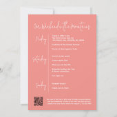 キャンプバチェロレッテモダンピンクスクリプト週末 招待状 (裏面)